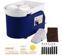 Tour de potier 350 W - Machine électrique à roue céramique 220 V - plateau 28 cm - réglage par pédale - 60 dB - tour pour poterie DIY bricolage - 300 tours/min - bleu - 13,3 kg