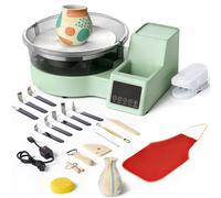Tour de potier - Tour de potier électrique - Moteur puissant de 450 W - Plateau tournant en aluminium de 28 cm - Pédale - Réglage en continu de 30 à 300 tr/min - Boîtier en PP - Pour débutants - Vert