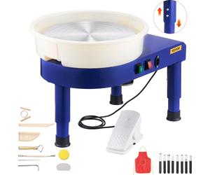 Tour de potier VEVOR Machine à façonner les roues en céramique avec pédale & pieds de levage réglables & cuve amovible (35 cm) 60-300 tr/min Vitesse, set complet d'accessoires pour l'artisanat Bricola