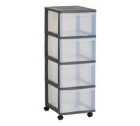 Tour de rangement 4 tiroirs Optimo argent