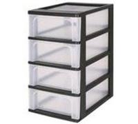 Tour de rangement 4 tiroirs - plastique - noir - 28 l - 35,5 x 26 x 49 cm Noir, Noir G