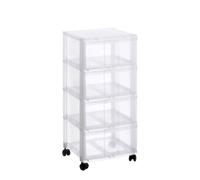 Tour de rangement avec roues Sundis MODULO 4 tiroirs transparents