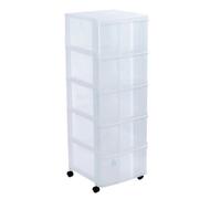 Tour de rangement avec roues Sundis MODULO 5 tiroirs transparents