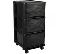 Tour de rangement en plastique moderne 3 tiroirs - Noir