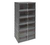 Tour de rangement pliable avec 6 étages en plastique - Gris