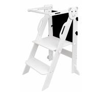 Tour d'observation pour enfants - Modèle Montessori - Pliable - Hauteur réglable - Bois - À partir de 1 an - Blanc