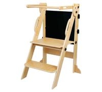 Tour d'observation pour enfants - Modèle Montessori - Pliable - Réglable en hauteur - En bois - À partir de 1 an - Bois naturel
