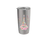 Tour Eiffel colorée de Paris en France Gobelet isotherme en acier inoxydable double paroi