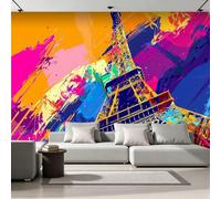 Tour Eiffel Graffitis Papier Peint 150 x 107 cm 3D Paris Art Tableau mural Murale Intissé Imperméable pour Chambre Salon Restaurant Personnalisé Décoration Personnalisé Décoration Murale A-414