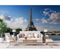Tour Eiffel Papier Peint 150 x 107 cm 3D Paris Architecture Tableau mural Murale Intissé Imperméable pour Chambre Salon Restaurant Personnalisé Décoration Personnalisé Décoration Murale A-450