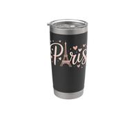 Tour Eiffel Paris Minimal Hearts Romantique Graphic Gobelet isotherme en acier inoxydable double paroi