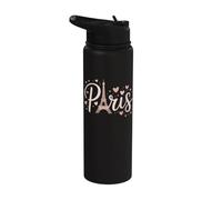 Tour Eiffel Paris Minimal Hearts Romantique Graphic Stainless Steel Insulated Water Bottle