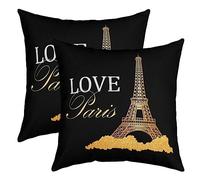 Tour Eiffel Taies d'oreiller 60x60cm Doux Clignotant Décoratif Taie Oreiller Paris Lot De 2 Housses de coussin Taie Oreiller Chic Paris Thèmes Housse Coussin Modern Français Style Taie Oreiller