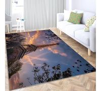 Tour Eiffel Tapis 60x90 cm Architecture Urbaine Moquette Antiderapant à Poils Courts Tapis 3D Lavable en Machine Convient aux EntréEs Couloirs et Portes d'Entrée b-1383