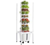 VEVOR Tour Hydroponique 9 Étages 45 Trous, Système de Culture Hydroponique pour Herbes, Légumes et Fruits, avec Lampe de Croissance LED, Contrôle par App, Roulettes, Réservoir d'Eau de 20 L et Pompe