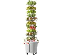 Tour hydroponique SucceBuy avec 50 modules, 10 niveaux, kit de culture avecvia application, roulettes, réservoir d'eau de 20 litres et pompe, idéale pour les herbes aromatiques, les fruits et les légu