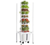 Tour hydroponique VEVOR 45 modules, Hydrotower 9 niveaux, système de culture hydroponique avec lampe LED pour plantes,via application et roulettes, réservoir d'eau de 20 litres et pompe, tour hydropon