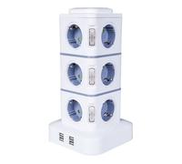 Tour Multiprise,12 Prises Multiprise Electrique-2500W / 10A-avec 4 Ports USB,Multi Prises électriques Parafoudre -Rallonge 3M