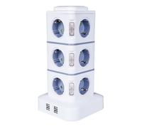 Tour Multiprise,12 Prises Multiprise Electrique-2500W / 10A-avec 4 Ports USB,Multi Prises électriques Parafoudre -Rallonge 3M