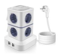 Tour Multiprise Électrique,Multiprise Parasurtenseur Parafoudre avec 8 Prises et 4 Ports USB,Multiprise USB 2500W avec b MULTIPRISE