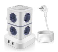 Tour Multiprise Électrique,Multiprise Parasurtenseur Parafoudre avec 8 Prises et 4 Ports USB,Multiprise USB 2500W avec Interrupteur