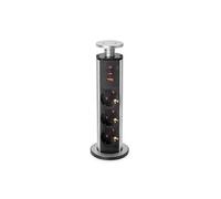 Emuca Tour multiprise rétractable 5021825 – 3 Schuko + 1 USB-A 2 USB-C – gris