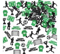 Tourima Lot de 100 confettis de football - Décoration d'anniversaire pour enfants - Décoration de table Happy Birthday - En papier pailleté - Vert et noir - Pour fête de football
