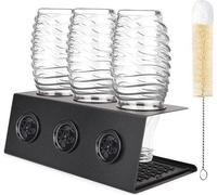Tourne-bouteilles inoxydable avec interrupteur à goutte et brosse de nettoyage - Durable et résistant. Dispositif de blocage de la vidange pour les bouteilles standard.