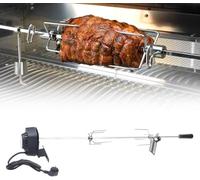 Tournebroche électrique universelle en acier inoxydable de 104 cm avec 2 piques à viande, moteur, tournebroche pour barbecue, barbecue à gaz, rôtisserie, charge maximale 10 kg, 220-240 V, argent