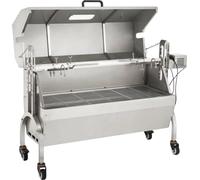 Tournebroche - Gril rotatif en acier inoxydable - 60kg - Réglable en hauteur - BBQ électrique avec couvercle & accessoires