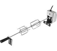 Tournebroche pour gril à gaz Set de tournebroche avec 4 aiguilles à viande et moteur en acier inoxydable 220V - 240V Utilisation universelle en acier inoxydable BBQ électrique CEEDIR
