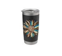 Tournesol et animal imprimé pétale floral rétro vintage fleur Gobelet isotherme en acier inoxydable double paroi