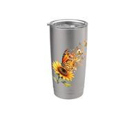 Tournesol Monarque Papillon Floral Jardin Jaune Tournesol Gobelet isotherme en acier inoxydable double paroi