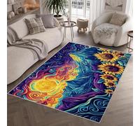 Tournesol Tapis 100 x 200 cm Montagnes Ciel étoilé Peinture à l'huile Lavable Poil Court Tapis Couloir Long étroit Facile d’Entretien Rug pour Couloir Q-11