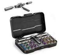 Tournevis à cliquet 24 en 1, jeu de tournevis magnétique S2 | 24 embouts de précision, poignée aluminium amovible, rangement compact pour bricolage et réparations