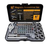 Tournevis à cliquet magnétique - Kit 66 en 1 avec poignée en T, kit de tournevis à cliquet | pour atelier, garage, ordinateur, électronique, horloge, voiture, électricien, papa
