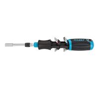 TOURNEVIS A CLIQUET PORTE EMBOUT AVEC MAGASIN DE 12 EMBOUTS INTEGRE