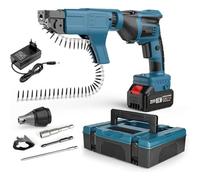 Tournevis à plaques de plâtre sans fil à avance automatique avec coffret à outils, tête rotative à 360°, profondeur réglable, le bricolage et les professionnels