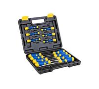 Kinzo Ensemble de tournevis 32 pièces avec pointe magnétique - Inclus mallette - Noir, Jaune, Bleu