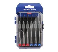 Tournevis de Precision en Alliage d'Aluminium WORKPRO 6 Pieces, Tournevis Lunettes avec Pointe Magnetique et Poignee Antiderapante pour Reparation Lunettes, Montre, Telephone Portable