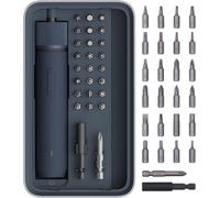 Tournevis électrique, 3 niveaux de couple réglables, lampe LED ronde, 26 embouts en acier S2, batterie de 1 500 mAh, tournevis rechargeable via USB-C dans un coffret de rangement