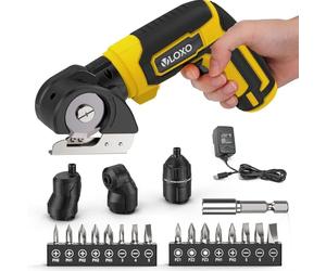 Tournevis Électrique Sans Fil 4 en 1 avec Ciseaux Électriques et Lampe LED | 3 Têtes de Vissage, 15 Embouts, Chargeur et Mallette de Rangement pour Bricolage et Réparation