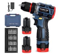 Tournevis électrique sans fil Ensemble de perceuses à batterie 16,8 V 2x batterie 2 Ah, couple 23 + 1,26, 2 forets, perceuse combinée LED