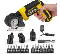 Tournevis Electrique Sans Fil, VLOXO 4V Tournevis Electrique Set avec 4 Ebouts, Lampe LED et Boîte de Rangement, Pour la Réparation et le Bricolage
