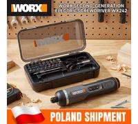 Tournevis électrique sans fil WORX WX242 4V, ensemble de tournevis électriques mini intelligents avec 7 réglages de couple ajustables, batterie 2Ah, chargement USB-C, 30 embouts, pour la réparation à