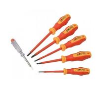 Tournevis VDE MANNESMANN - Jaune et rouge - Jeu de 6 - Embout plat - Protection électrique