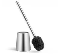 TOURRAMIT Ensemble Brosse WC INOX 304 avec Support - Balayette Toilettes sur Pied, Anti-Rouille & Durable, Tête Remplaçable, Accessoire Salle de Bain Design (Argent brossé)