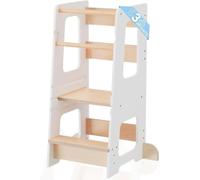 Tours de cubes en bois pliables, 3 hauteurs - Barres de sécurité - Autocollants antidérapants - Petits pots anti-chute - Jouets Montessori - Blanc