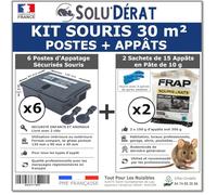 TOUT POUR LES NUISIBLES Kit Souris 30 m² avec 6 postes d'appâtage sécurisés et 2 sachets de 150g d'appâts en pâte - SOLU'DÉRAT