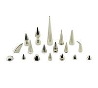 Toutes sortes de Rivets à pointes argentées pour clous et pointes Punk en cuir pour vêtements Patch d'épines Tachas Para Ropa Remaches 15 (10x26mm) 20sets